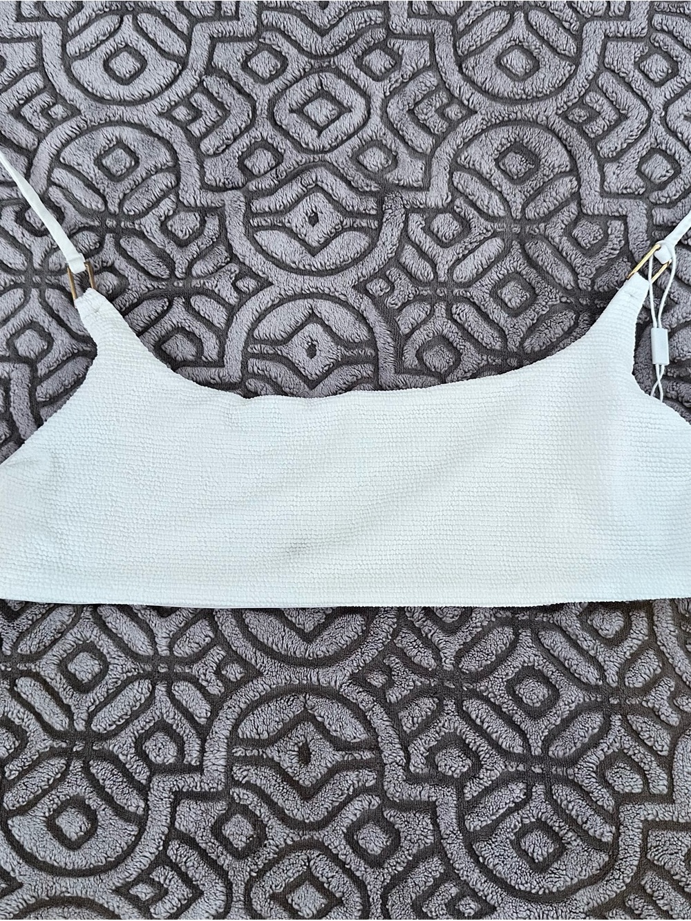 White Textured One-Piece Swim with Adjustable Straps